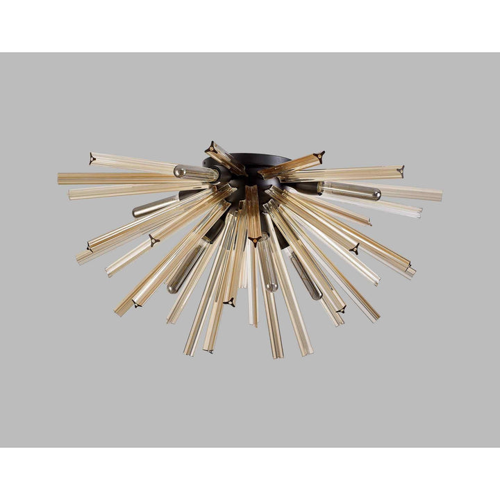 Nelson Lighting NL88209 Clover 8 Light Ceiling Light Matt Black Champagne Gold