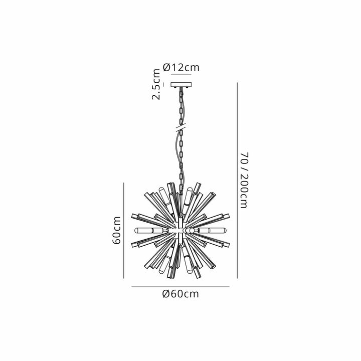 Nelson Lighting NL88219 Clover 10 Light Round Pendant Matt Black Clear