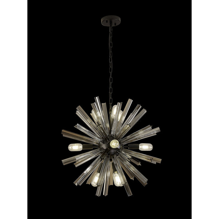 Nelson Lighting NL88229 Clover 10 Light Round Pendant Matt Black Smoke