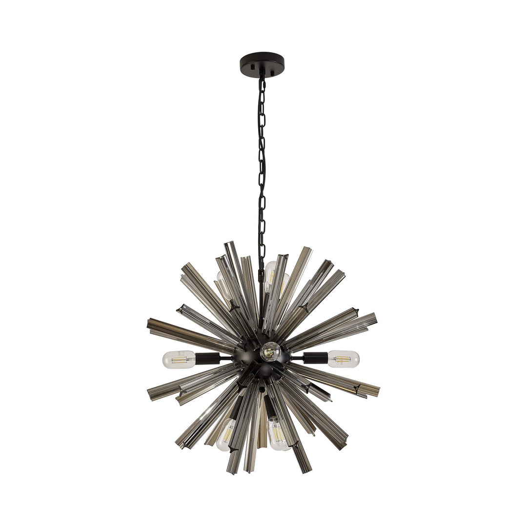 Nelson Lighting NL88229 Clover 10 Light Round Pendant Matt Black Smoke