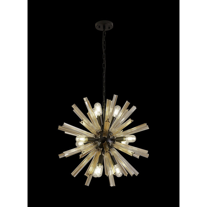 Nelson Lighting NL88239 Clover 10 Light Round Pendant Matt Black Champagne Gold