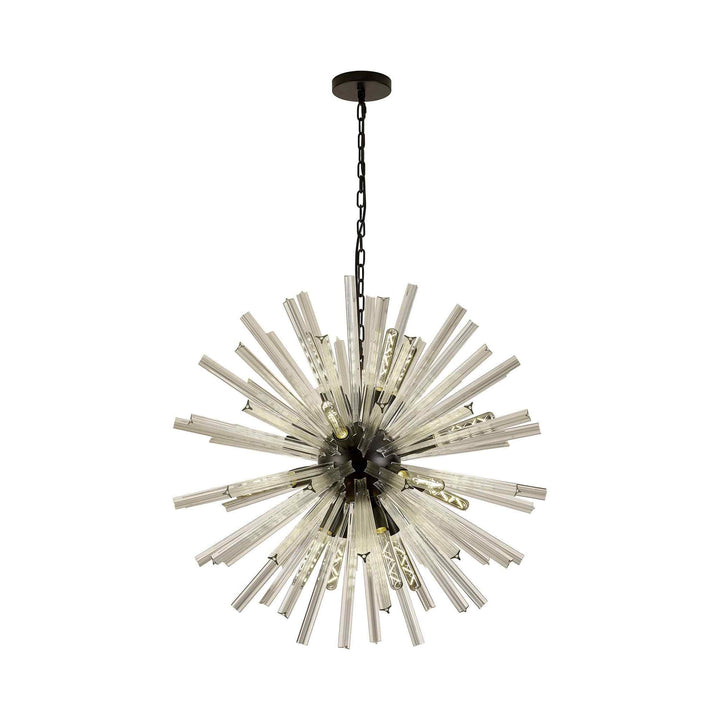 Nelson Lighting NL88249 Clover 16 Light Round Pendant Matt Black Clear