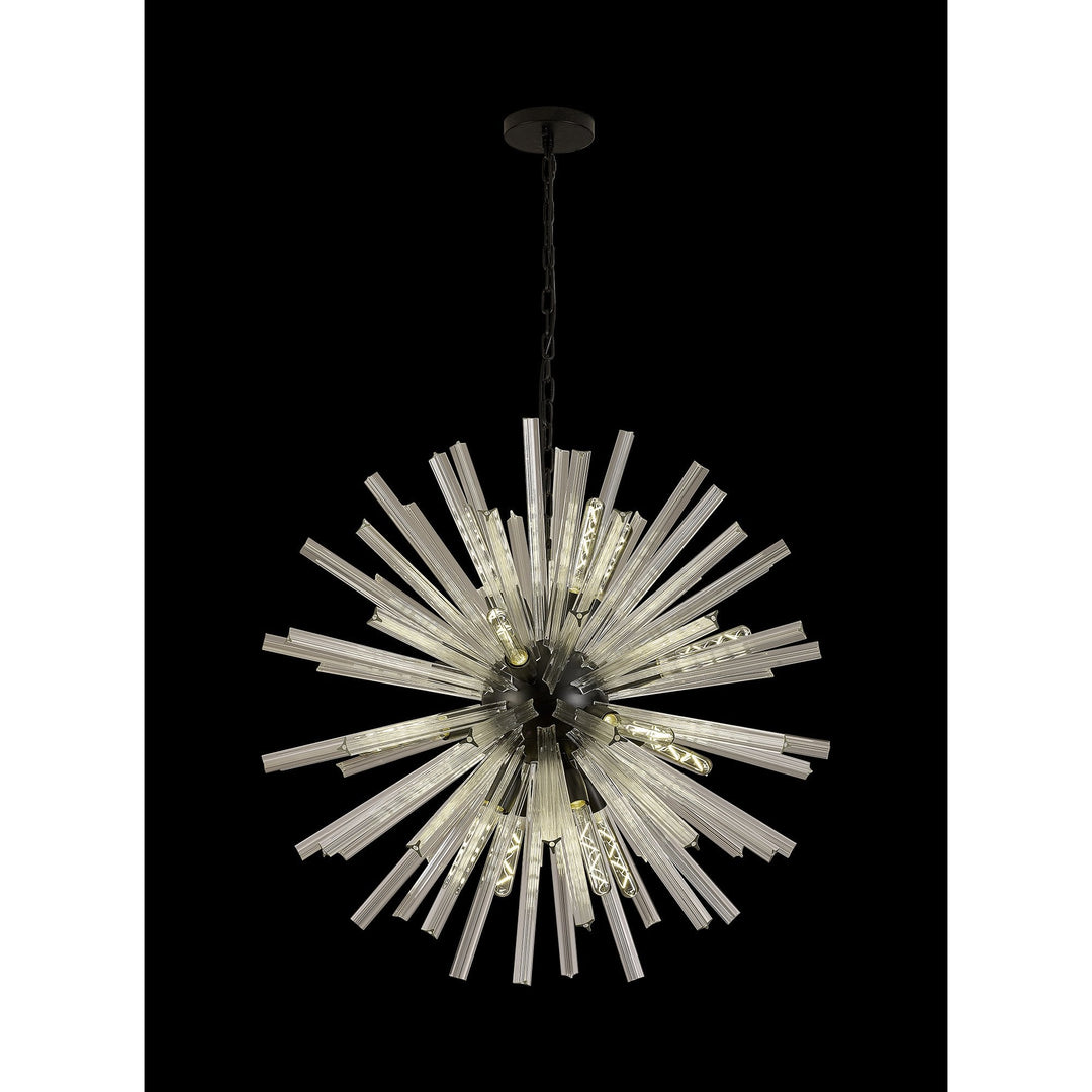 Nelson Lighting NL88249 Clover 16 Light Round Pendant Matt Black Clear