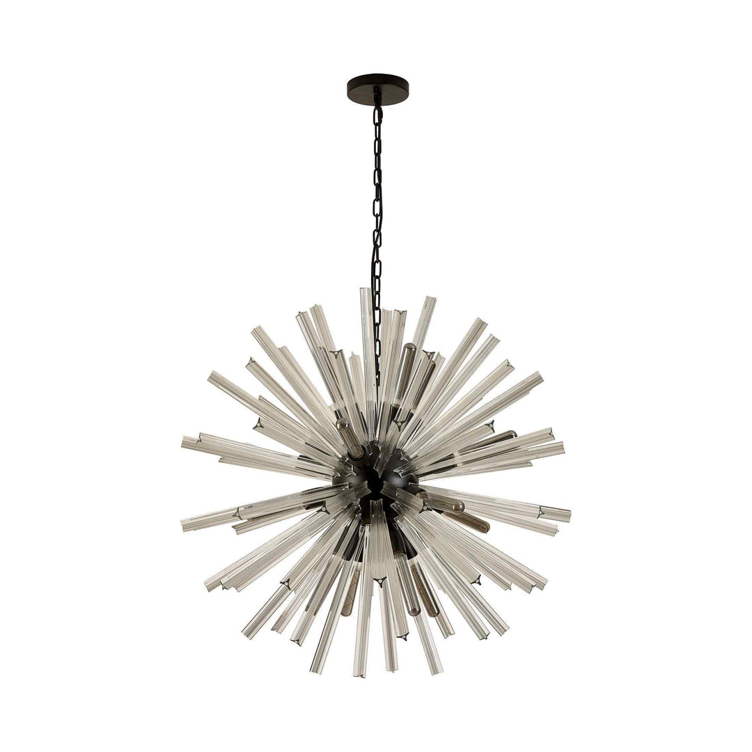 Nelson Lighting NL88249 Clover 16 Light Round Pendant Matt Black Clear