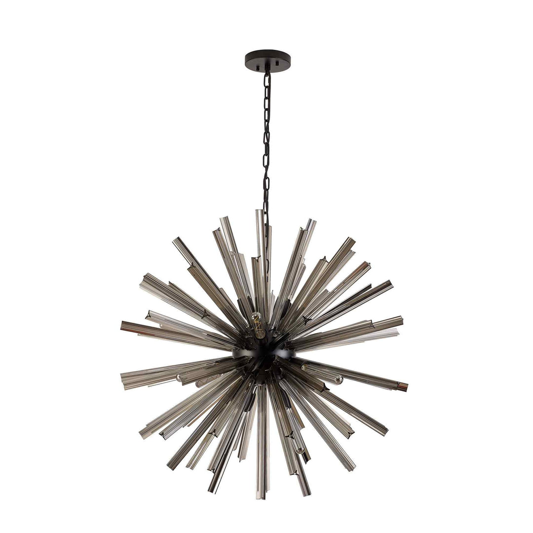 Nelson Lighting NL88259 Clover 16 Light Round Pendant Matt Black Smoke