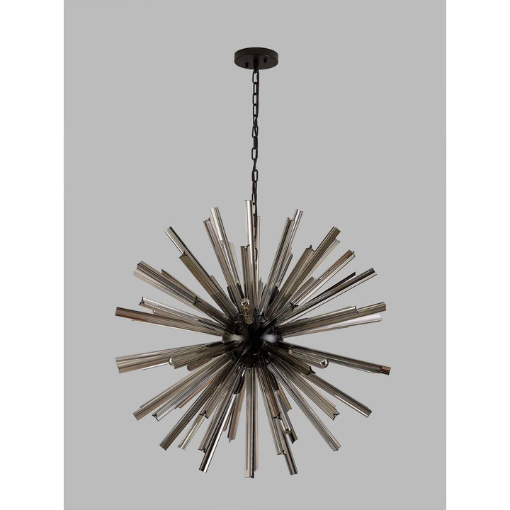 Nelson Lighting NL88259 Clover 16 Light Round Pendant Matt Black Smoke