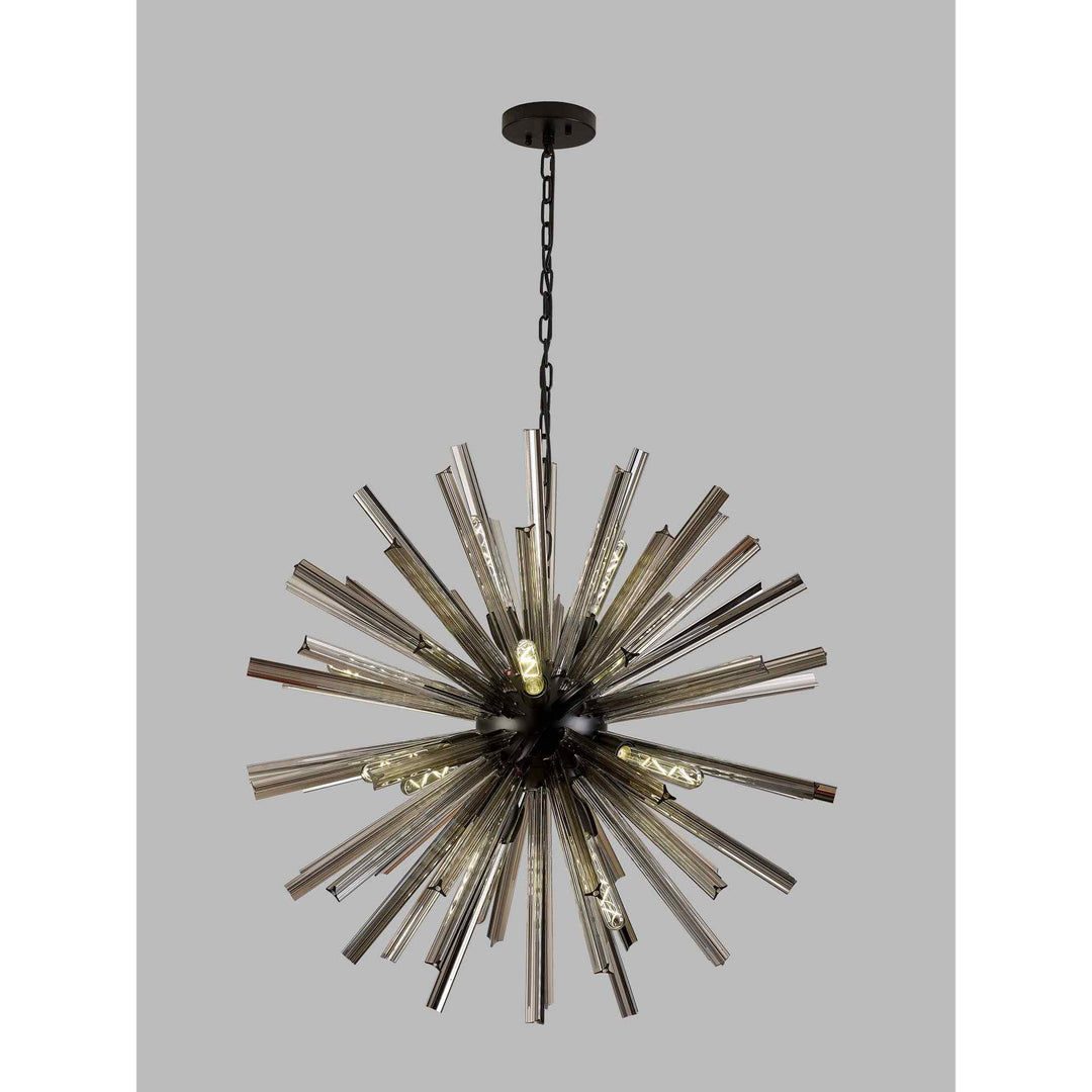 Nelson Lighting NL88259 Clover 16 Light Round Pendant Matt Black Smoke