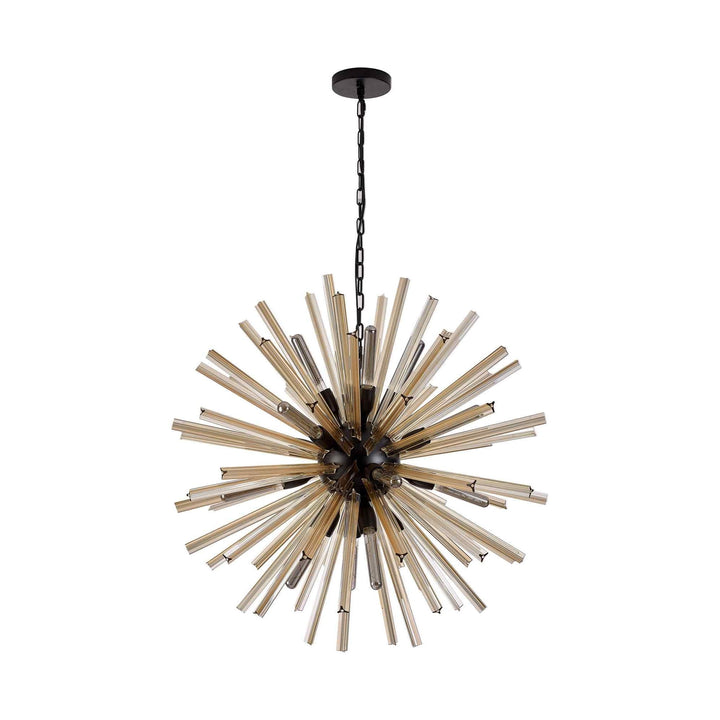 Nelson Lighting NL88269 Clover 16 Light Round Pendant Matt Black Champagne Gold