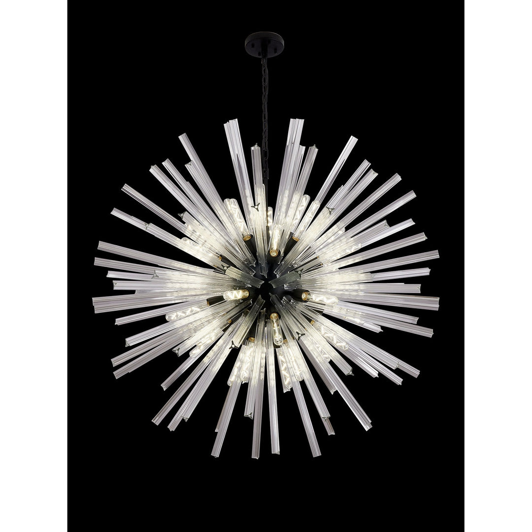 Nelson Lighting NL88279 Clover 32 Light Round Pendant Matt Black Clear