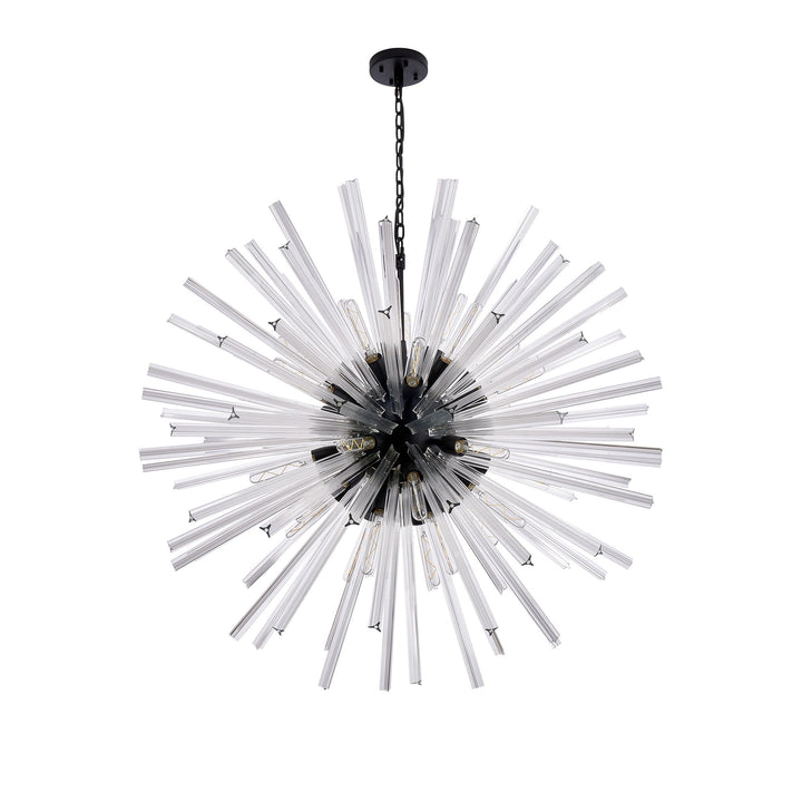 Nelson Lighting NL88279 Clover 32 Light Round Pendant Matt Black Clear