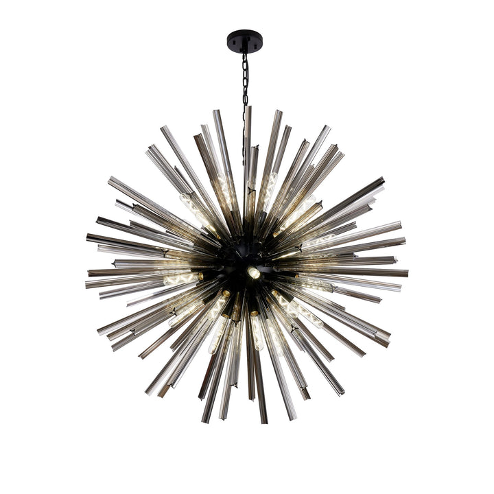 Nelson Lighting NL88289 Clover 32 Light Round Pendant Matt Black Smoke