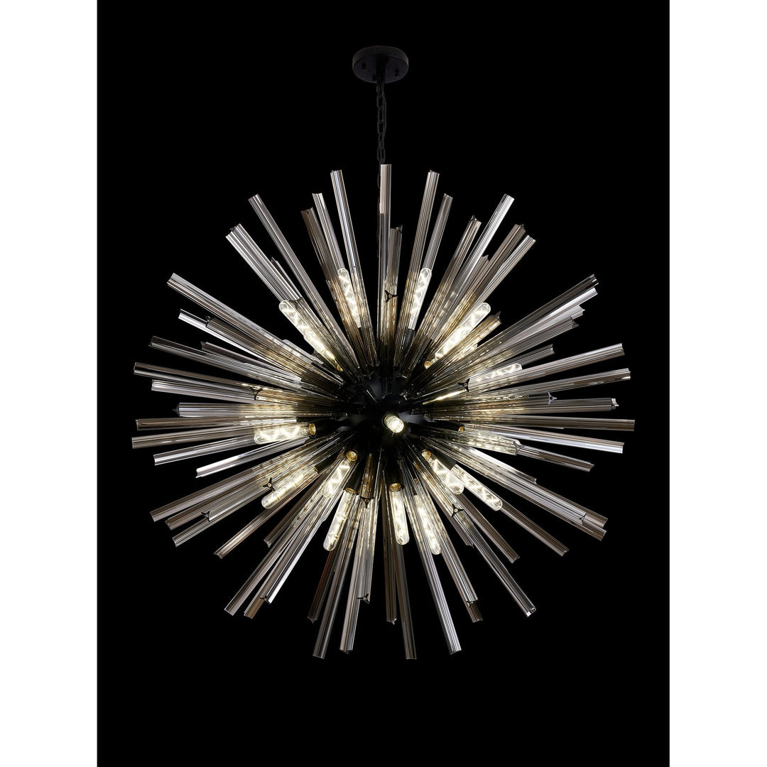 Nelson Lighting NL88289 Clover 32 Light Round Pendant Matt Black Smoke