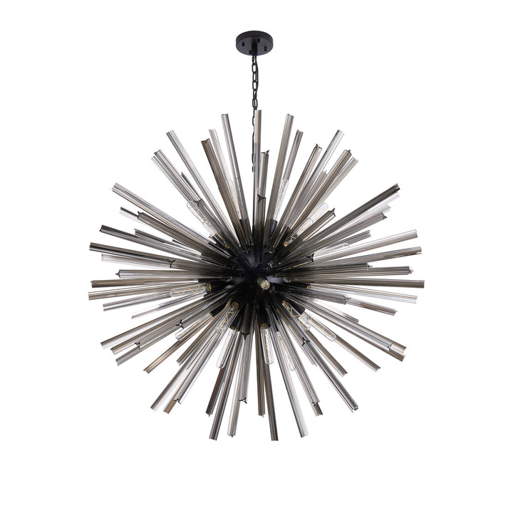 Nelson Lighting NL88289 Clover 32 Light Round Pendant Matt Black Smoke