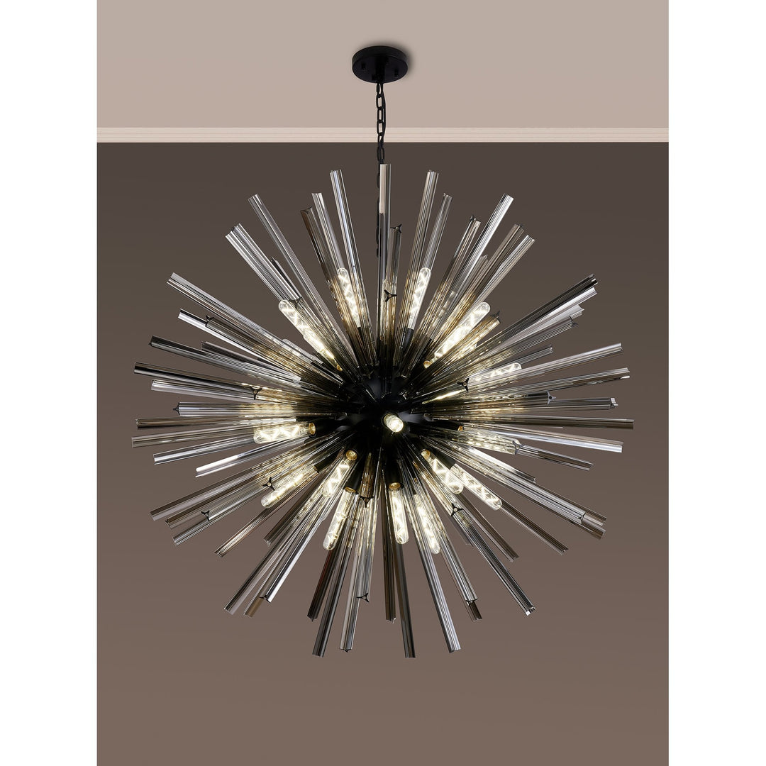 Nelson Lighting NL88289 Clover 32 Light Round Pendant Matt Black Smoke