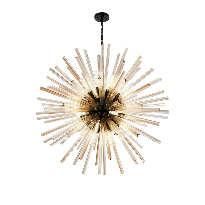 Nelson Lighting NL88299 Clover 32 Light Round Pendant Matt Black Champagne Gold