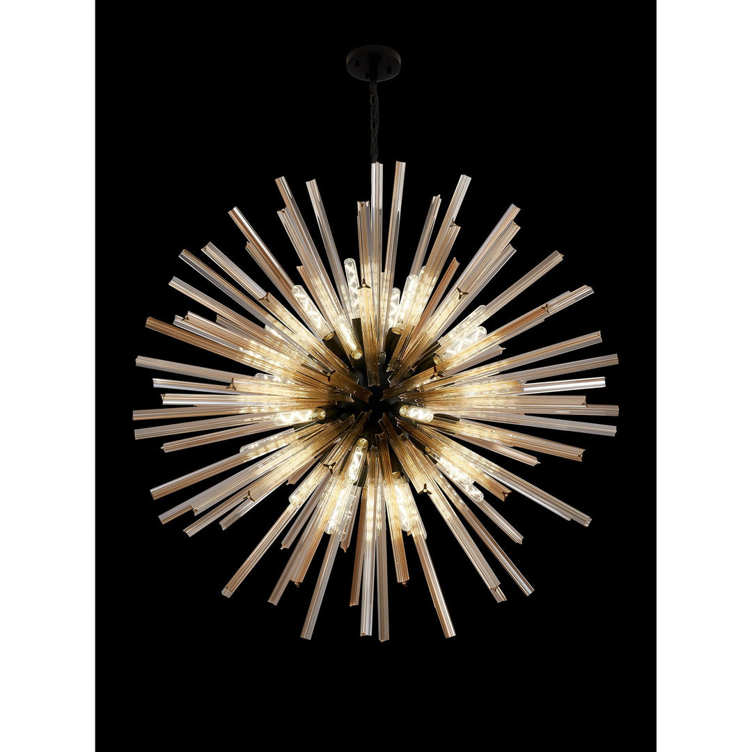 Nelson Lighting NL88299 Clover 32 Light Round Pendant Matt Black Champagne Gold