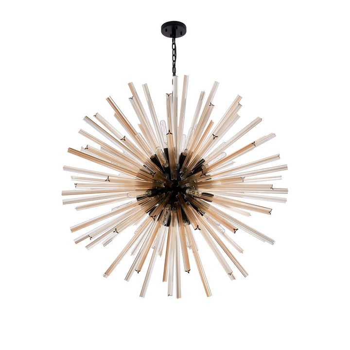 Nelson Lighting NL88299 Clover 32 Light Round Pendant Matt Black Champagne Gold