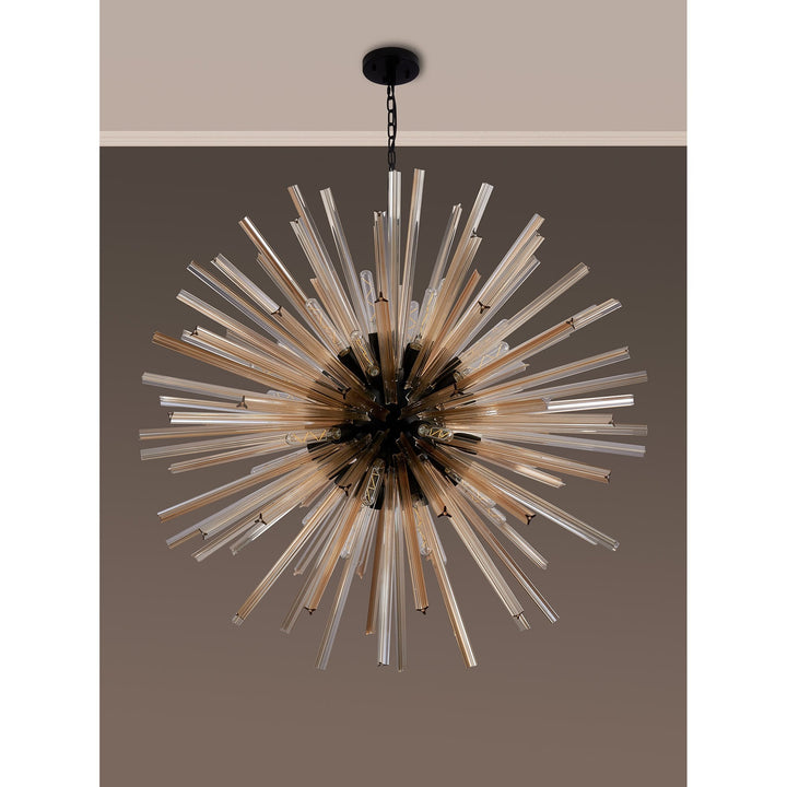 Nelson Lighting NL88299 Clover 32 Light Round Pendant Matt Black Champagne Gold