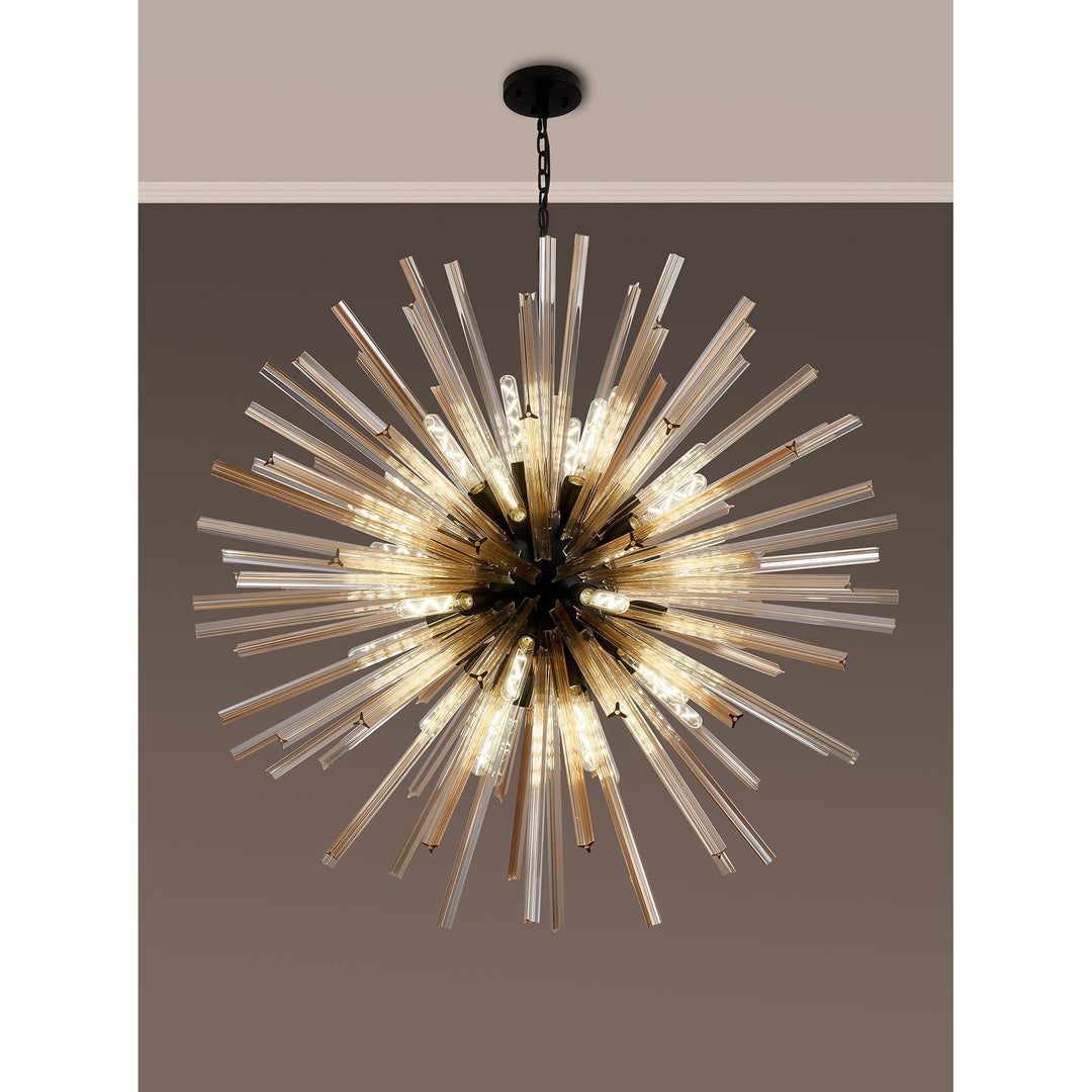 Nelson Lighting NL88299 Clover 32 Light Round Pendant Matt Black Champagne Gold