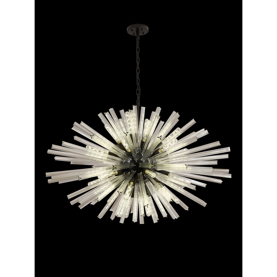 Nelson Lighting NL88309 Clover 32 Light Oval Pendant Matt Black Clear