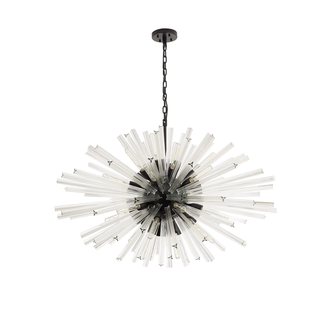 Nelson Lighting NL88309 Clover 32 Light Oval Pendant Matt Black Clear