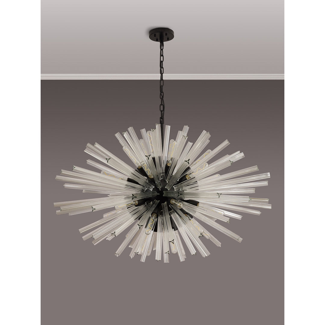 Nelson Lighting NL88309 Clover 32 Light Oval Pendant Matt Black Clear