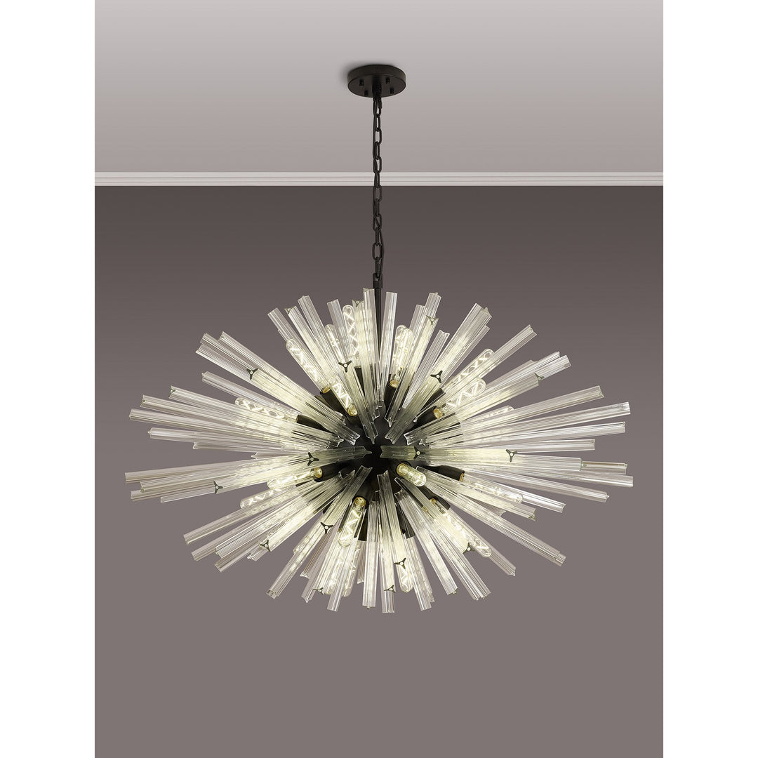 Nelson Lighting NL88309 Clover 32 Light Oval Pendant Matt Black Clear