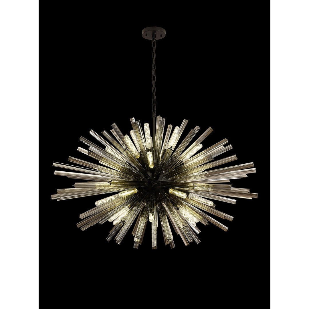 Nelson Lighting NL88319 Clover 32 Light Oval Pendant Matt Black Smoke