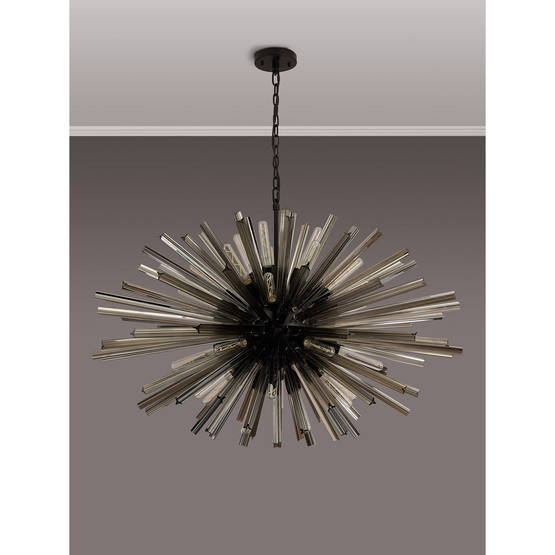 Nelson Lighting NL88319 Clover 32 Light Oval Pendant Matt Black Smoke