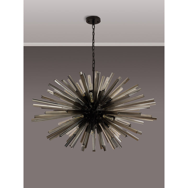 Nelson Lighting NL88319 Clover 32 Light Oval Pendant Matt Black Smoke