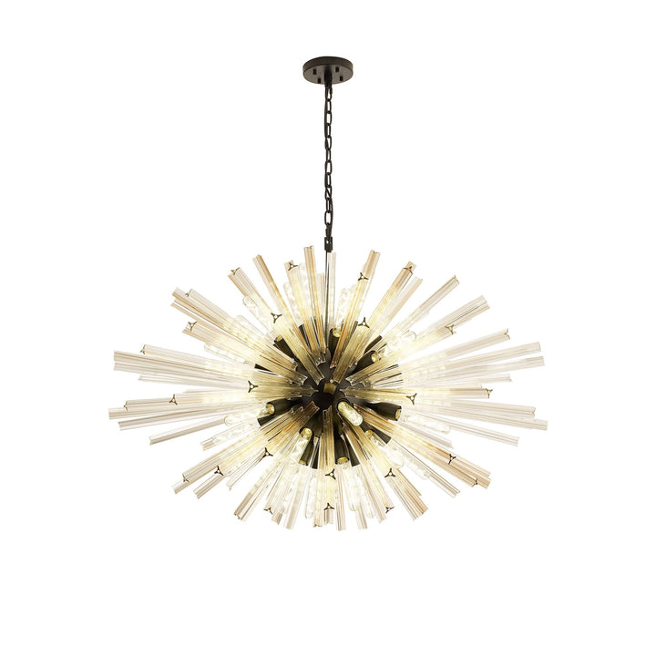 Nelson Lighting NL88329 Clover 32 Light Oval Pendant Matt Black Champagne Gold