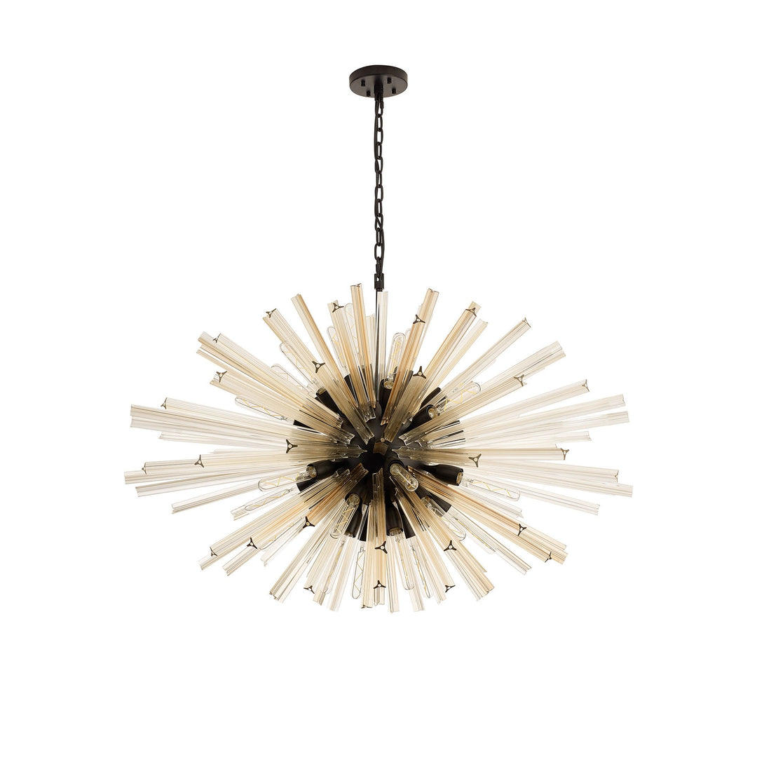 Nelson Lighting NL88329 Clover 32 Light Oval Pendant Matt Black Champagne Gold