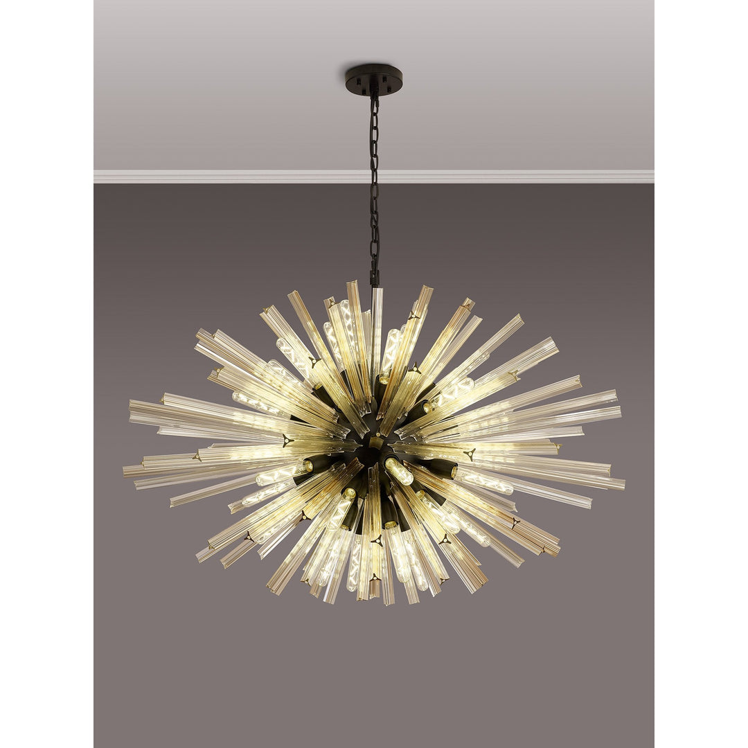 Nelson Lighting NL88329 Clover 32 Light Oval Pendant Matt Black Champagne Gold