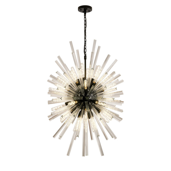 Nelson Lighting NL88339 Clover 32 Light Oval Pendant Matt Black Clear