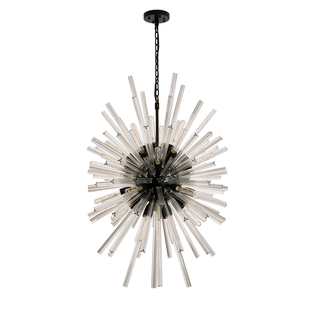 Nelson Lighting NL88339 Clover 32 Light Oval Pendant Matt Black Clear