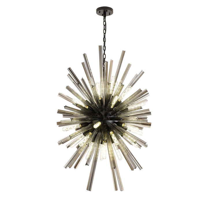 Nelson Lighting NL88349 Clover 32 Light Oval Pendant Matt Black Smoke