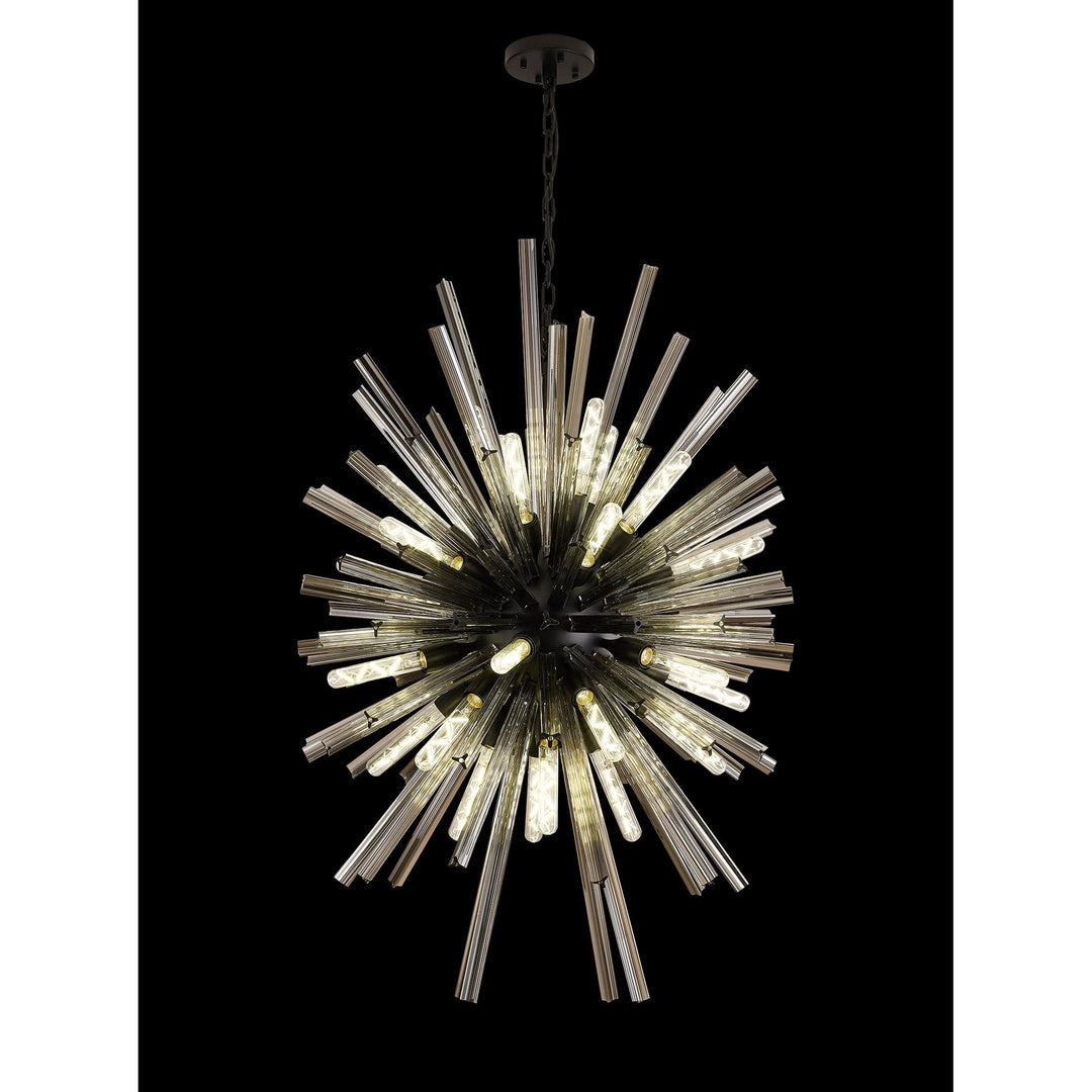 Nelson Lighting NL88349 Clover 32 Light Oval Pendant Matt Black Smoke