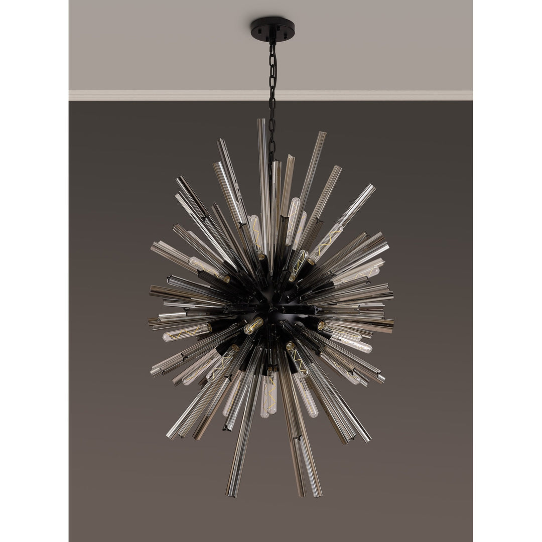 Nelson Lighting NL88349 Clover 32 Light Oval Pendant Matt Black Smoke