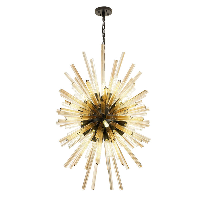 Nelson Lighting NL88359 Clover 32 Light Oval Pendant Matt Black Champagne Gold