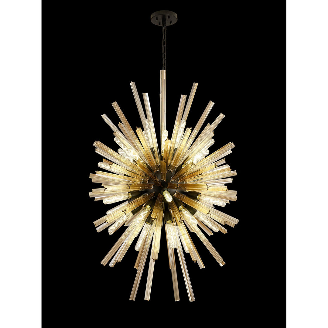 Nelson Lighting NL88359 Clover 32 Light Oval Pendant Matt Black Champagne Gold