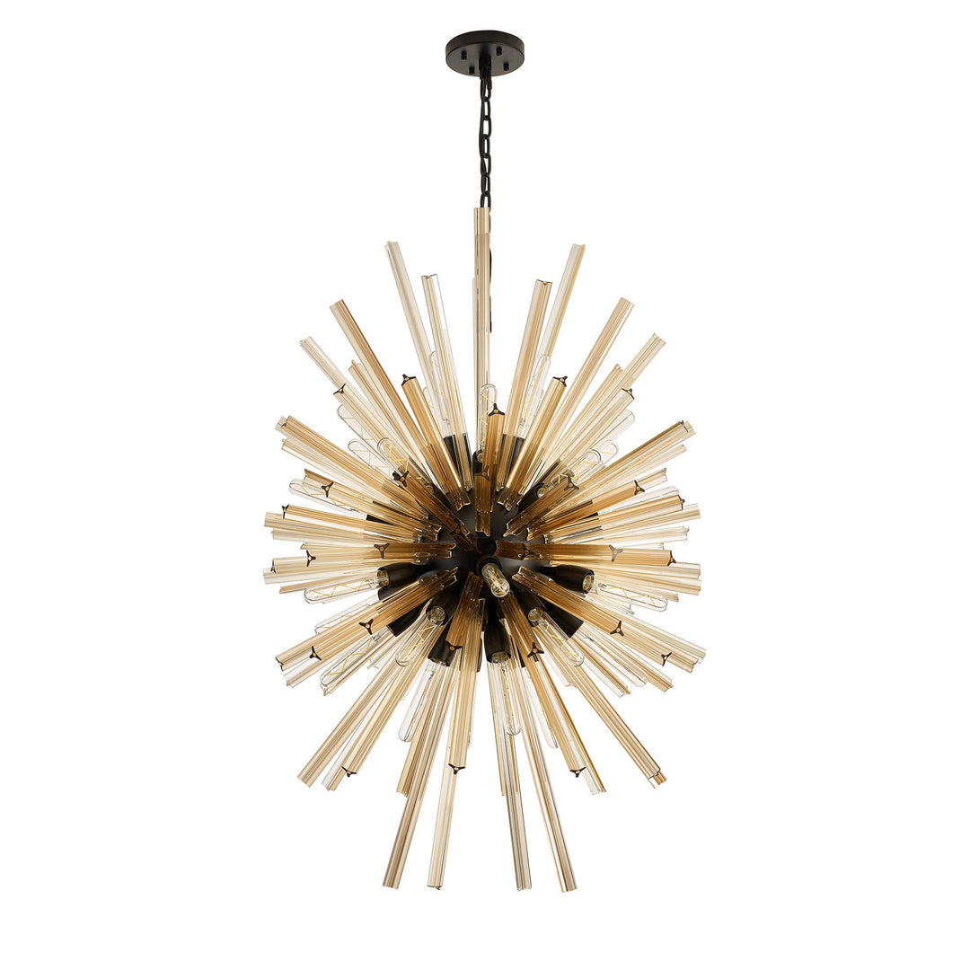 Nelson Lighting NL88359 Clover 32 Light Oval Pendant Matt Black Champagne Gold