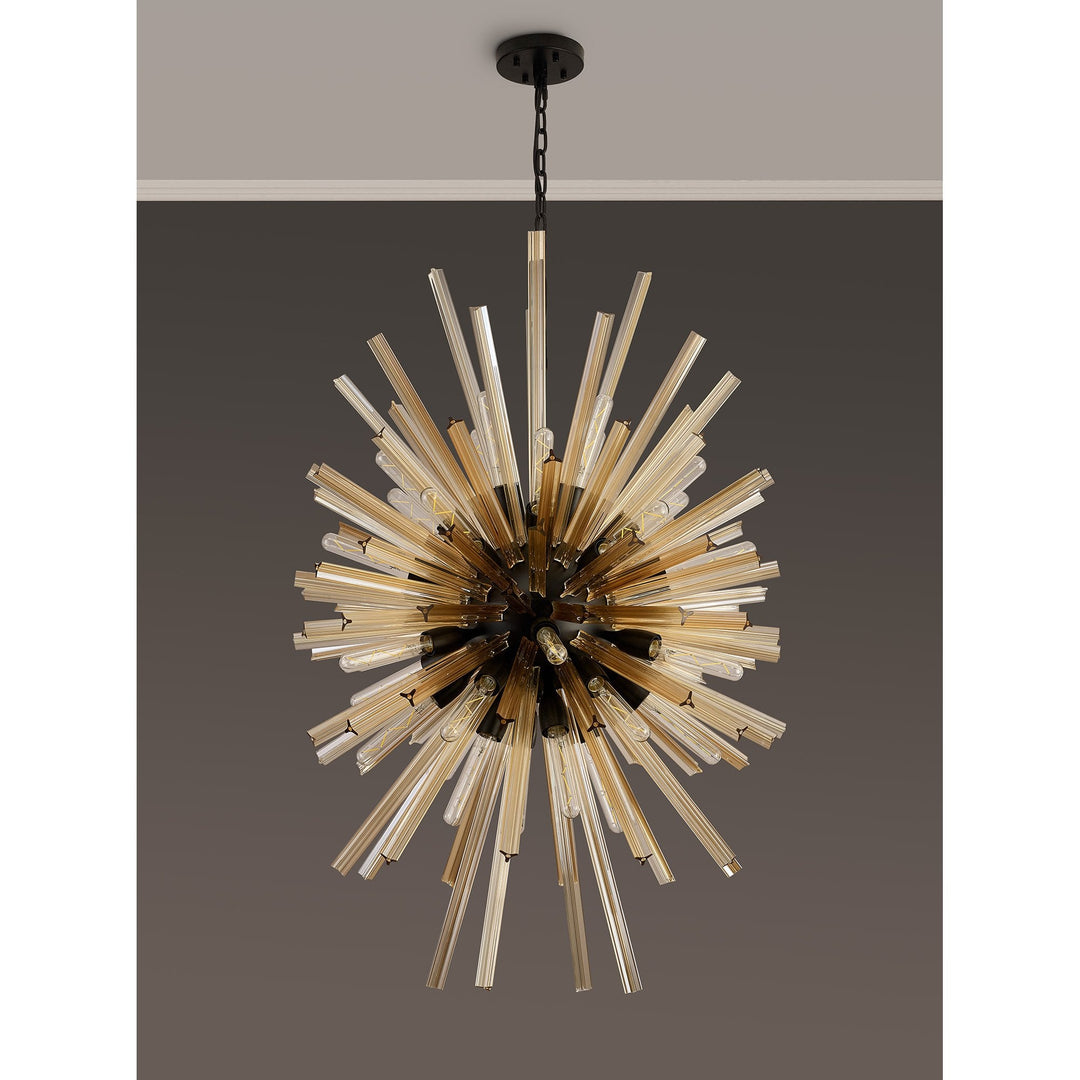 Nelson Lighting NL88359 Clover 32 Light Oval Pendant Matt Black Champagne Gold