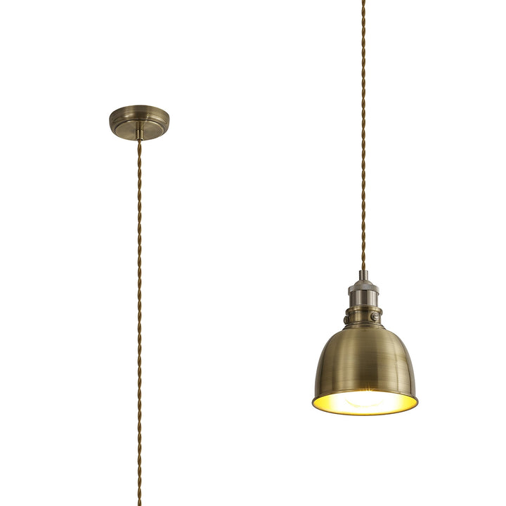 Nelson Lighting NL85369 | Corfu 1 Light Small Pendant | Antique Brass & Satin Nickel