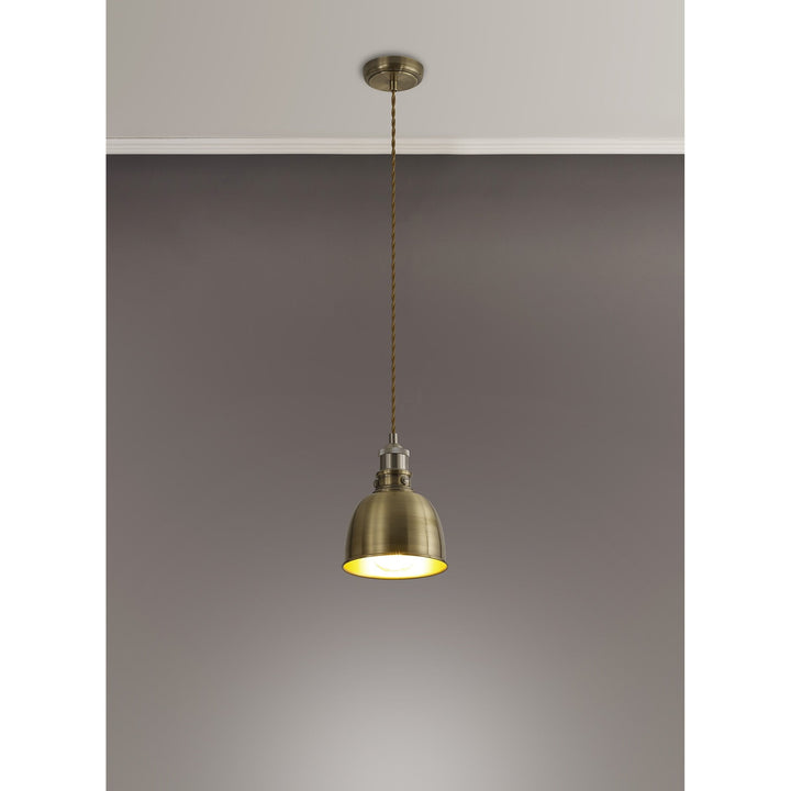 Nelson Lighting NL85369 | Corfu 1 Light Small Pendant | Antique Brass & Satin Nickel