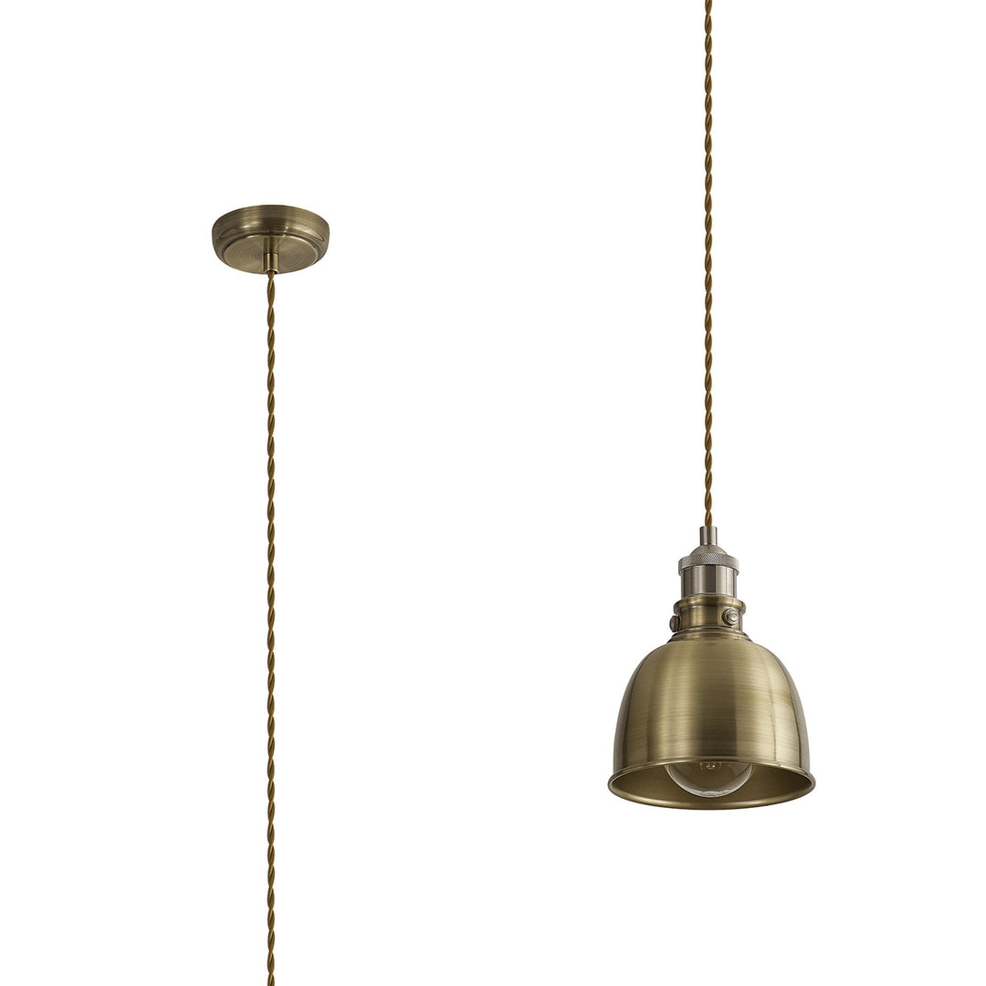 Nelson Lighting NL85369 | Corfu 1 Light Small Pendant | Antique Brass & Satin Nickel