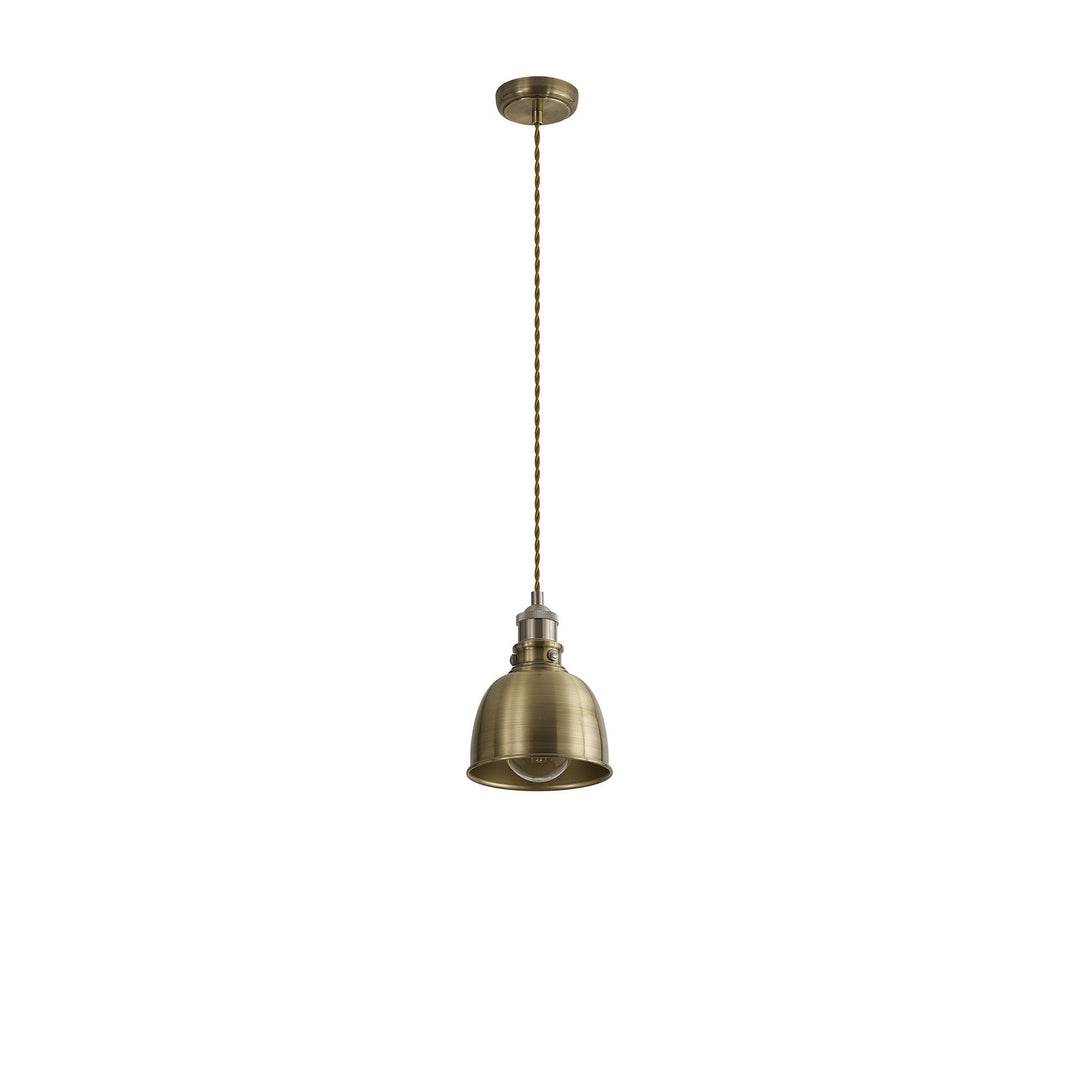 Nelson Lighting NL85369 | Corfu 1 Light Small Pendant | Antique Brass & Satin Nickel