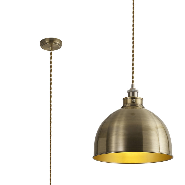 Nelson Lighting NL85389 Corfu 1 Light Large Pendant Antique Brass Satin Nickel