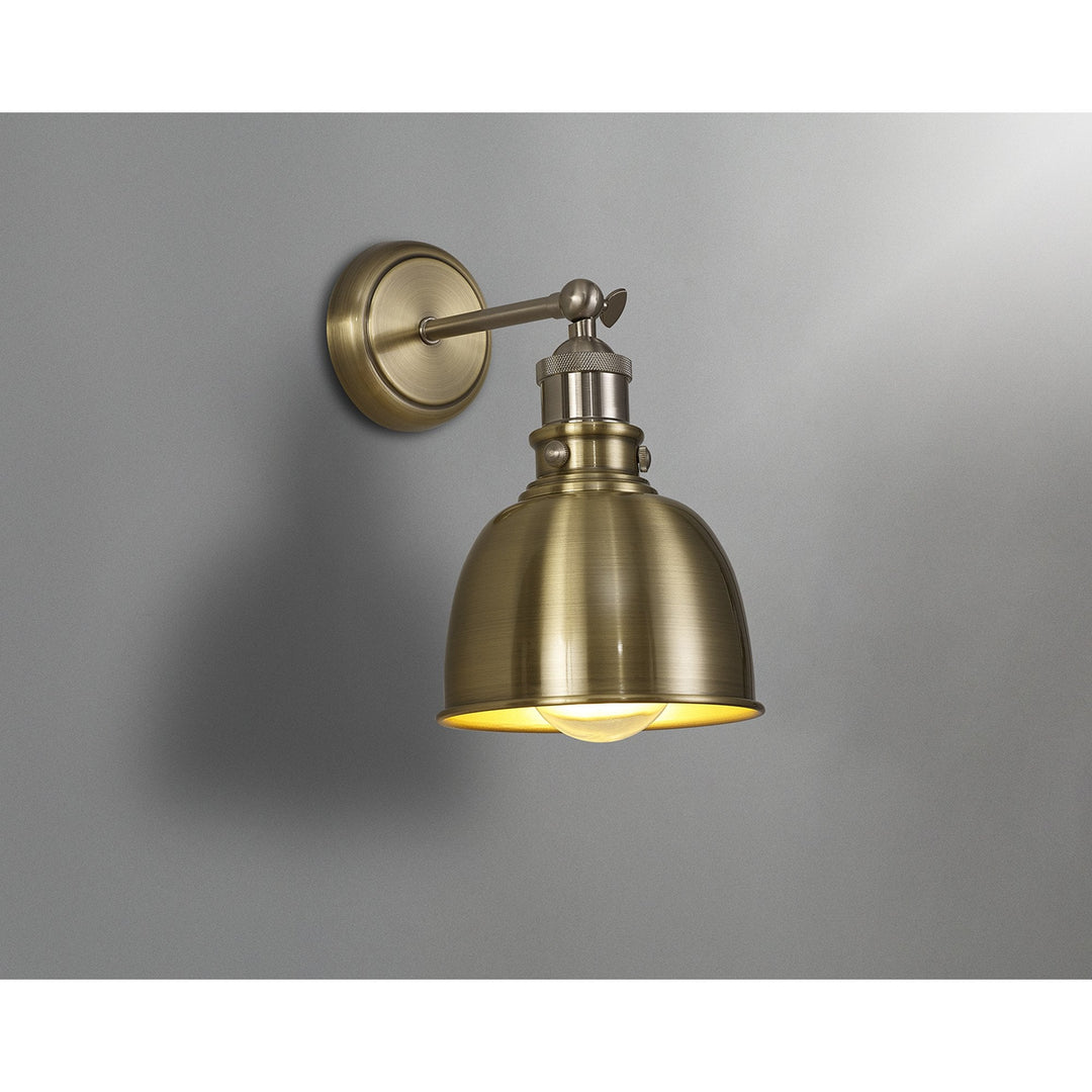 Nelson Lighting NL85409 Corfu 1 Light Wall Light Antique Brass Satin Nickel