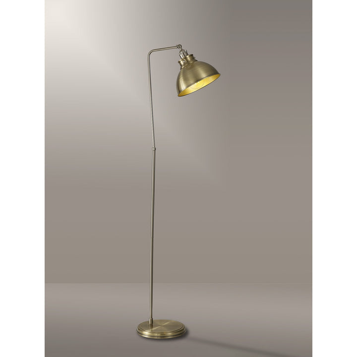 Nelson Lighting NL85429 Corfu 1 Light Floor Lamp Antique Brass Satin Nickel