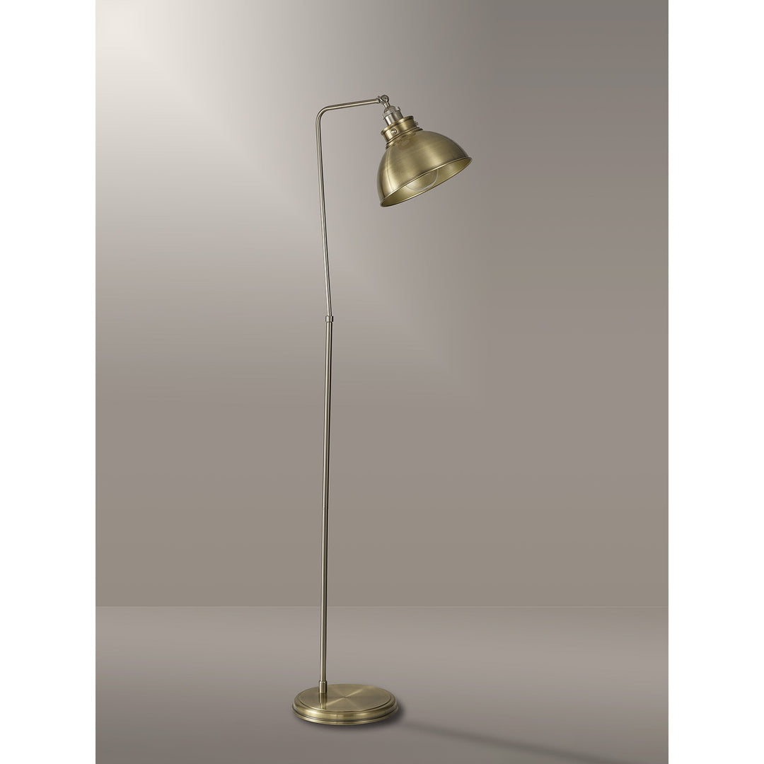 Nelson Lighting NL85429 Corfu 1 Light Floor Lamp Antique Brass Satin Nickel